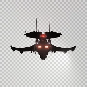 Modern space fighter transparent background Stock Illustration