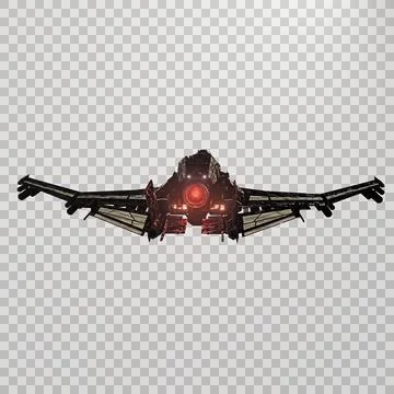 Modern space fighter transparent background Stock Illustration