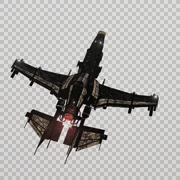 Modern space fighter transparent background Stock Illustration