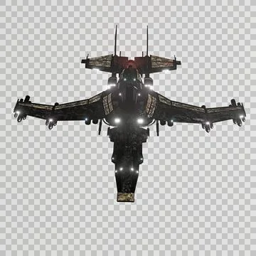 Modern space fighter transparent background Stock Illustration