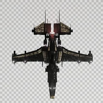 Modern space fighter transparent background Stock Illustration