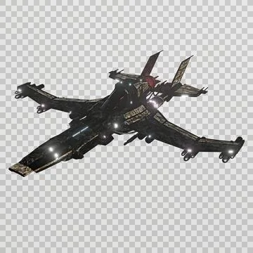 Modern space fighter transparent background Stock Illustration
