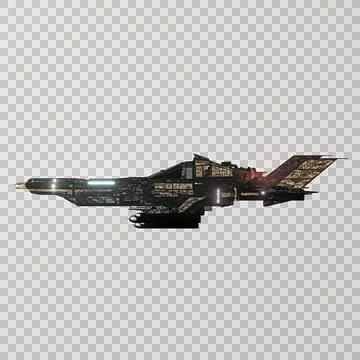 Modern space fighter transparent background Stock Illustration