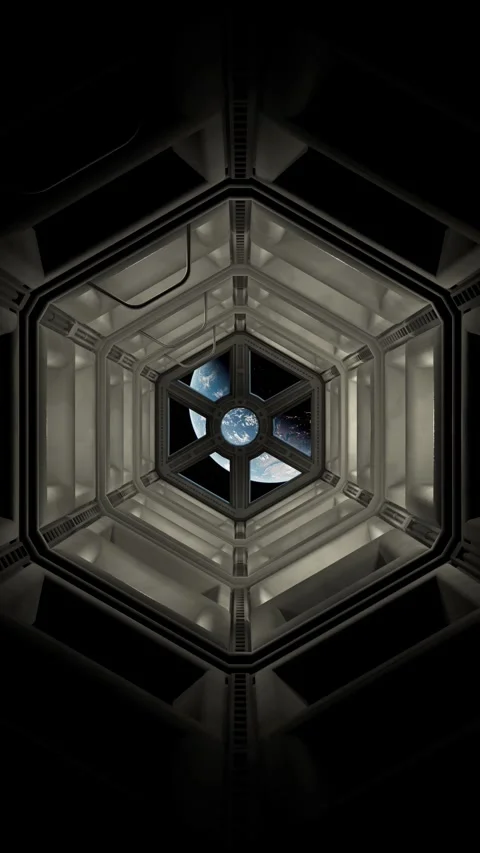 Modern Space Station Corridor Animation. Realistic Orbital Interior. Видео 335028389