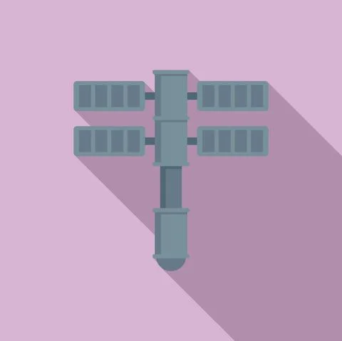 Modern space station icon flat vector. International mars station Stock Illustration