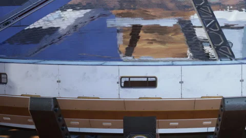 Modern spacecraft model displayed at a science center in the afternoon Stock Footage 342049480
