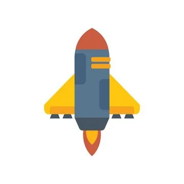 Modern spaceship blasting off on white background Stock Illustration