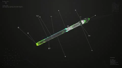 Modern Spaceship Model UI Screen. Space Object HUD Animation Stock Illustration