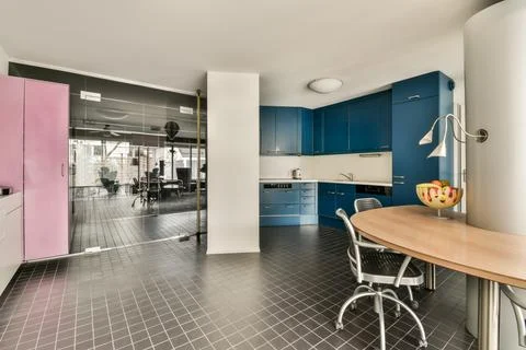 Modern spacious dining room Stock Photos