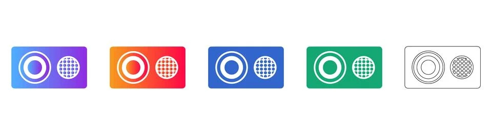 Modern Speaker Icon Set for Audio Systems Stock Illustration