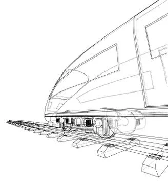 Modern speed train concept. Vector Illustrazione stock