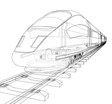 Modern speed train concept. Vector Stock Illustration