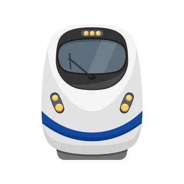 Modern speed train in flat colorful style. Railroad transport vector illust.. Illustrazione stock