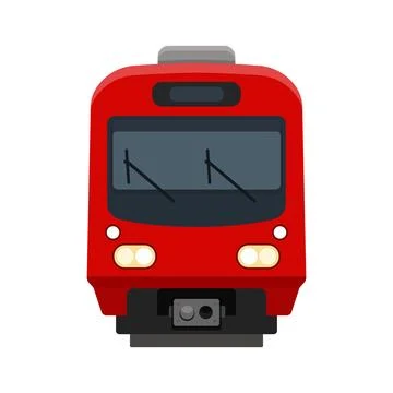 Modern speed train in flat colorful style. Railroad transport vector illust.. Stock Illustration