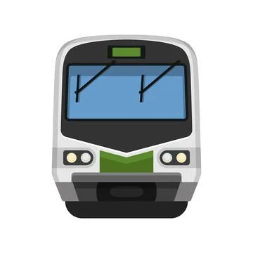 Modern speed train in flat colorful style. Railroad transport vector illust.. Stock Illustration