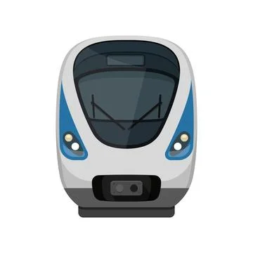 Modern speed train in flat colorful style. Railroad transport vector illust.. Stock Illustration