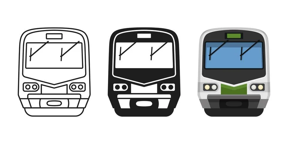 Modern speed train icon set collection in flat style. Railroad transport ve.. 스톡 일러스트