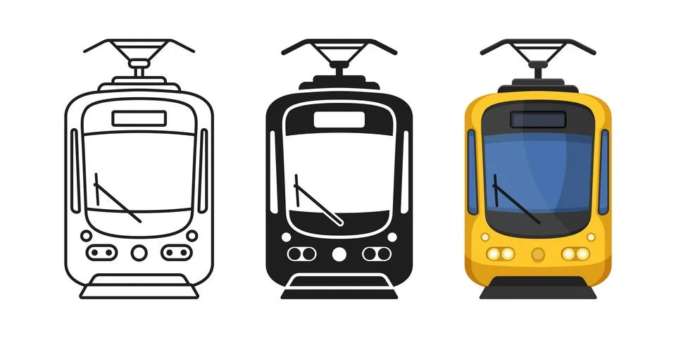 Modern speed train icon set collection in flat style. Railroad transport ve.. Stock Illustration