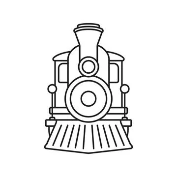 Modern speed train icon in stroke outline style. Railroad transport vector .. Stockillustratie
