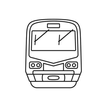 Modern speed train icon in stroke outline style. Railroad transport vector .. Stockillustratie
