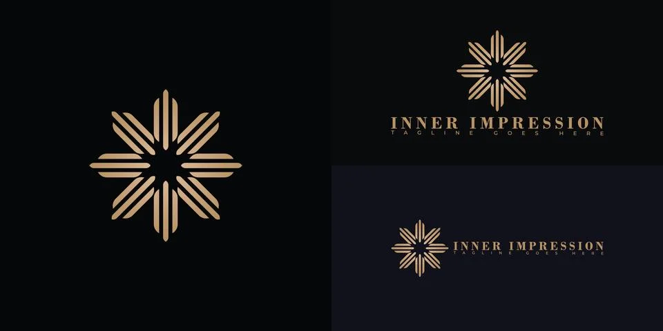 Modern spiral initial vector letter I or II logo in gold color Stock Illustration