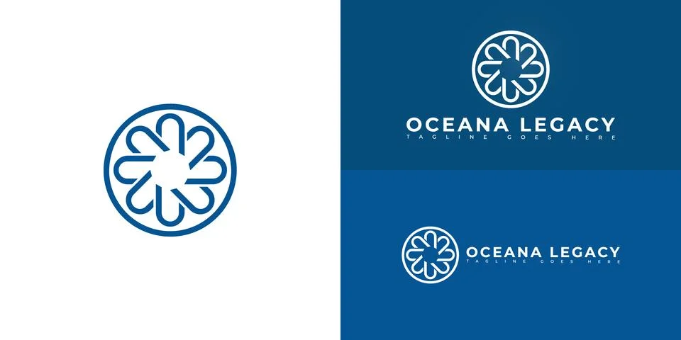 Modern spiral vector initial letter OL or LO logo in blue color Stock Illustration
