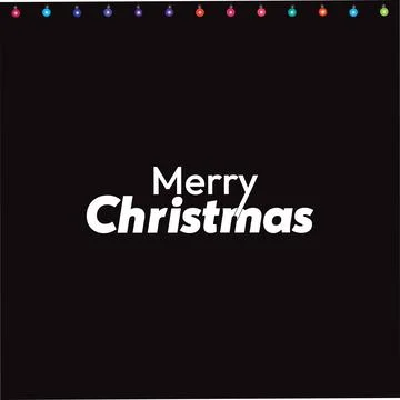 Modern Split Text Merry Christmas Black Banner Vector Stock Illustration