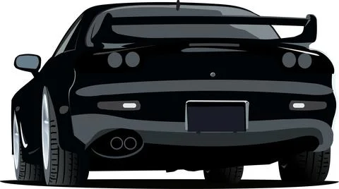 Modern sportcar back view vector illustration. City car model isolated over.. Stock Illustration