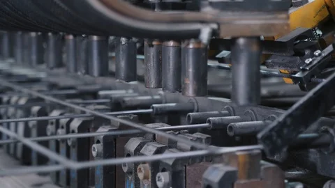 Modern spot welding machine creates large metal rebar mold Video stock 124892892