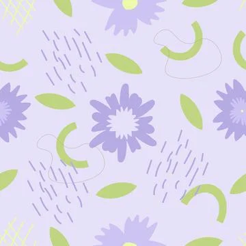 Modern spring seamless pattern with flower silhouettes, botanical shapes. Vector Illustrazione stock