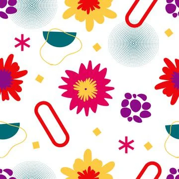 Modern spring seamless pattern with flower silhouettes, botanical shapes. Vector Stock Illustration