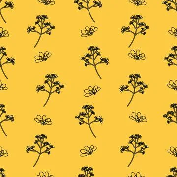Modern spring seamless pattern with flower silhouettes, botanical shapes. Vector Illustrazione stock