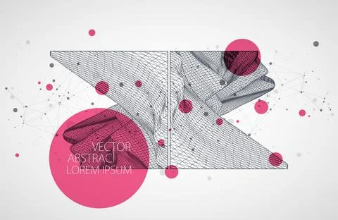 Modern square science or technology elements. Trendy abstract background. Cyb Stock Illustration