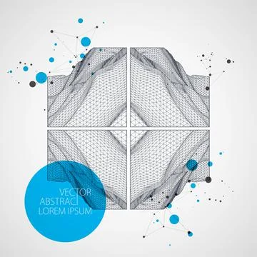 Modern square science or technology elements. Trendy abstract background. Cyb Stock Illustration