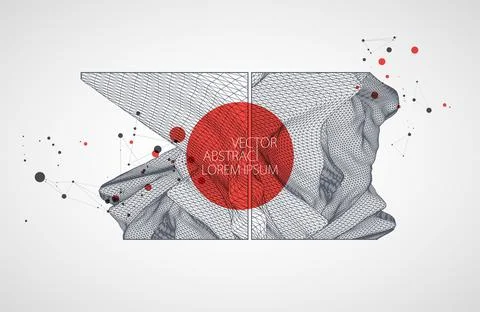 Modern square science or technology elements. Trendy abstract background. Cyb Stock Illustration