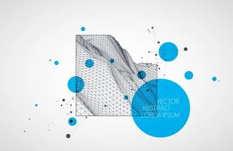 Modern square science or technology elements. Trendy abstract background. Cyb Stock Illustration