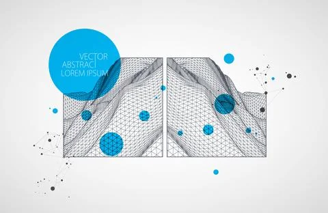 Modern square science or technology elements. Trendy abstract background. Cyb Stock Illustration