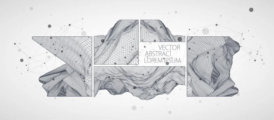 Modern square science or technology elements. Trendy abstract background. Cyb Stock Illustration