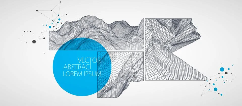 Modern square science or technology elements. Trendy abstract background. Cyb Stock Illustration