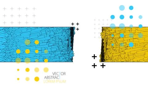 Modern square science or technology elements. Trendy abstract background. Cyb Stock Illustration