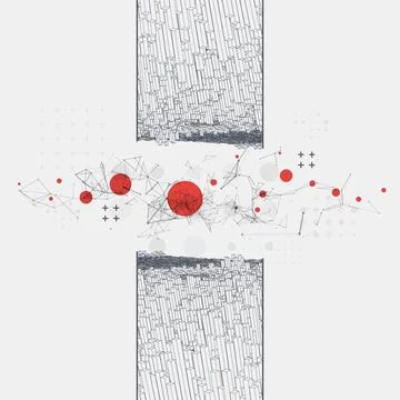 Modern square science or technology elements. Trendy abstract background. Cyb Stock Illustration