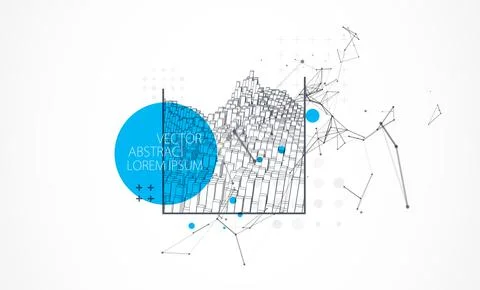 Modern square science or technology elements. Trendy abstract background. Cyb Stock Illustration