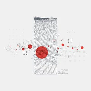 Modern square science or technology elements. Trendy abstract background. Cyb Illustrazione stock