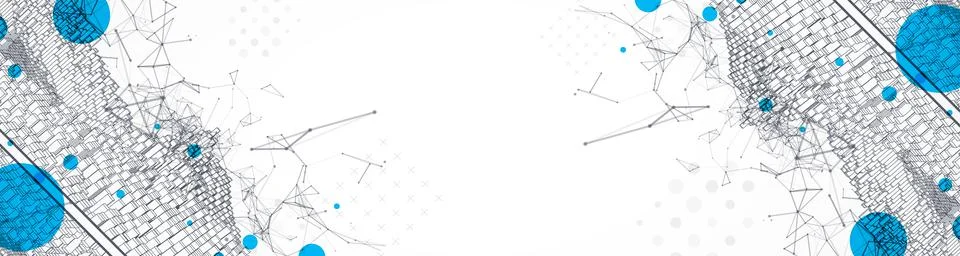 Modern square science or technology elements. Trendy abstract background. Cyb Stock Illustration