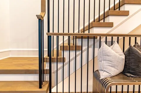 Modern staircase detail elements complete project Fotos de archivo