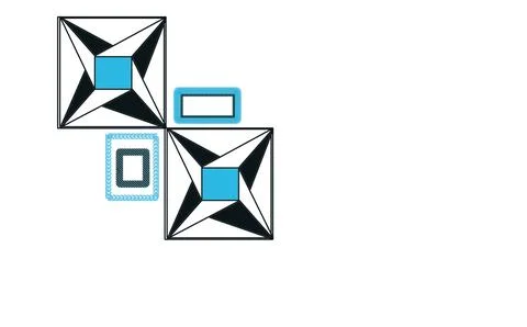 Modern Star Tiles with Abstract Floating Frames Stock Illustration