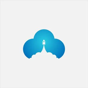 Modern startup logo, illustration of rocket, cloud and shopping. イラスト素材