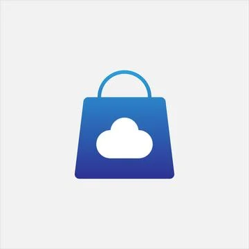 Modern startup logo, illustration of rocket, cloud and shopping. 스톡 일러스트