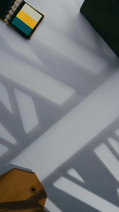 Modern Stationery Minimal Workspace Light Shadows Stock Footage 319824854