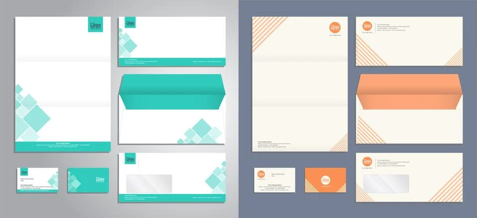 Modern stationery set pattern in vector format Stock Illustration